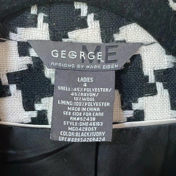 George by Mark Eisen Women’s Blazer Button Closure Collared Houndstooth Size 4 - Picture 9 of 10
